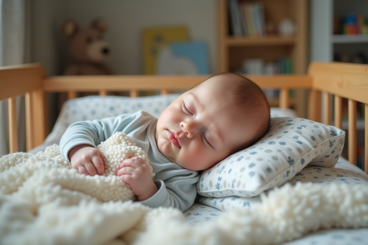 Bébé endormi paisiblement dans une nurserie chaleureuse