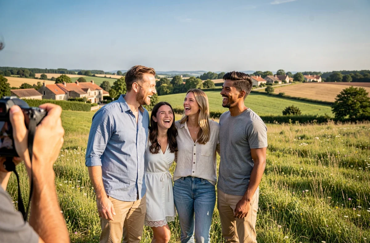 Séance photo de famille en plein air dans les champs autour de Plaisance-du-Touch avec un photographe professionnel